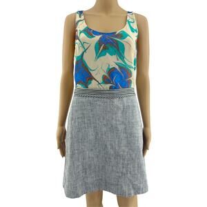 Rachel Rachel Roy Size 6 Cream Gray Floral Sleeveless Pocket A Line Mini Dress